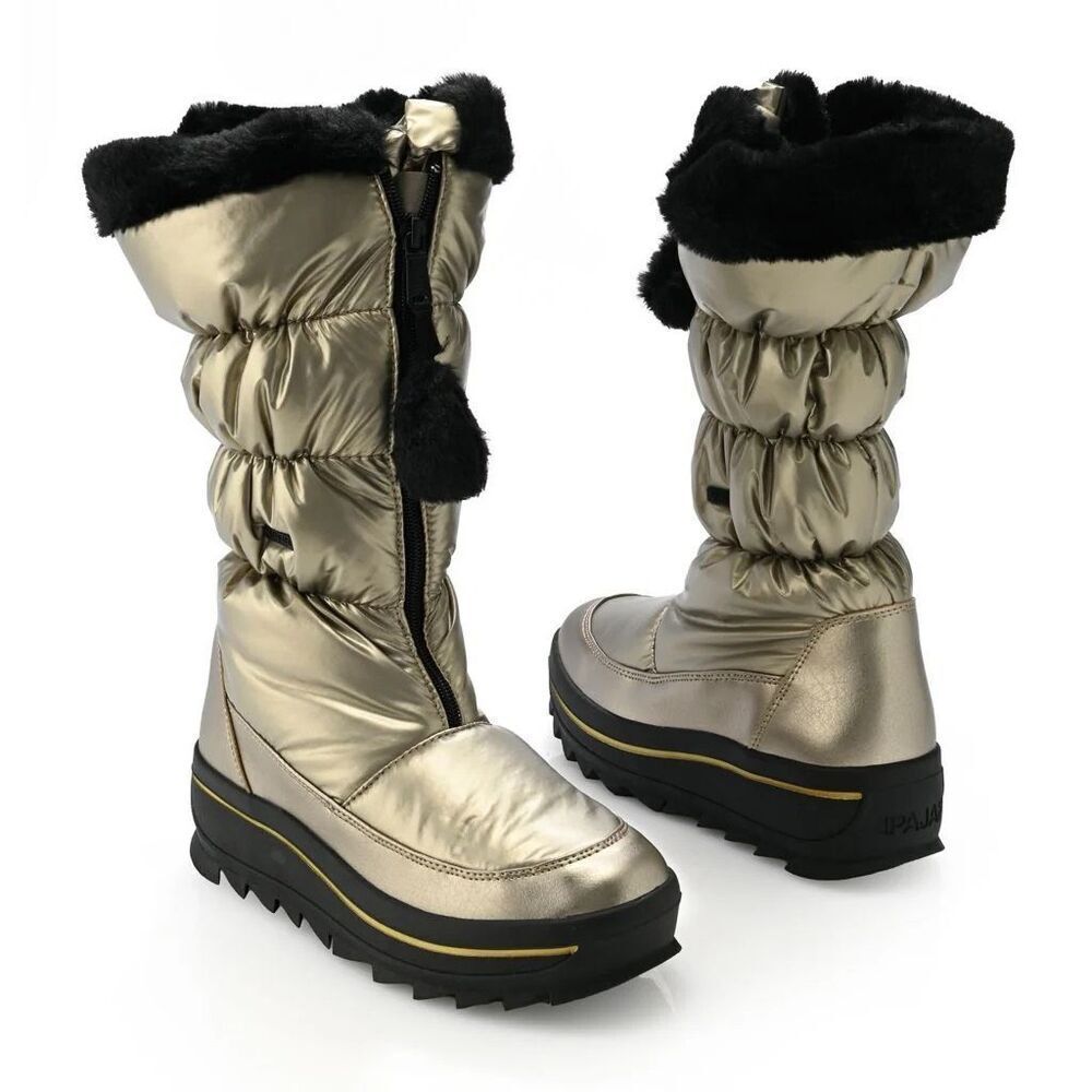 Pajar Canada Women's "Toboggan" 2.0 Tall Zip Front Boots - Gold Stellare